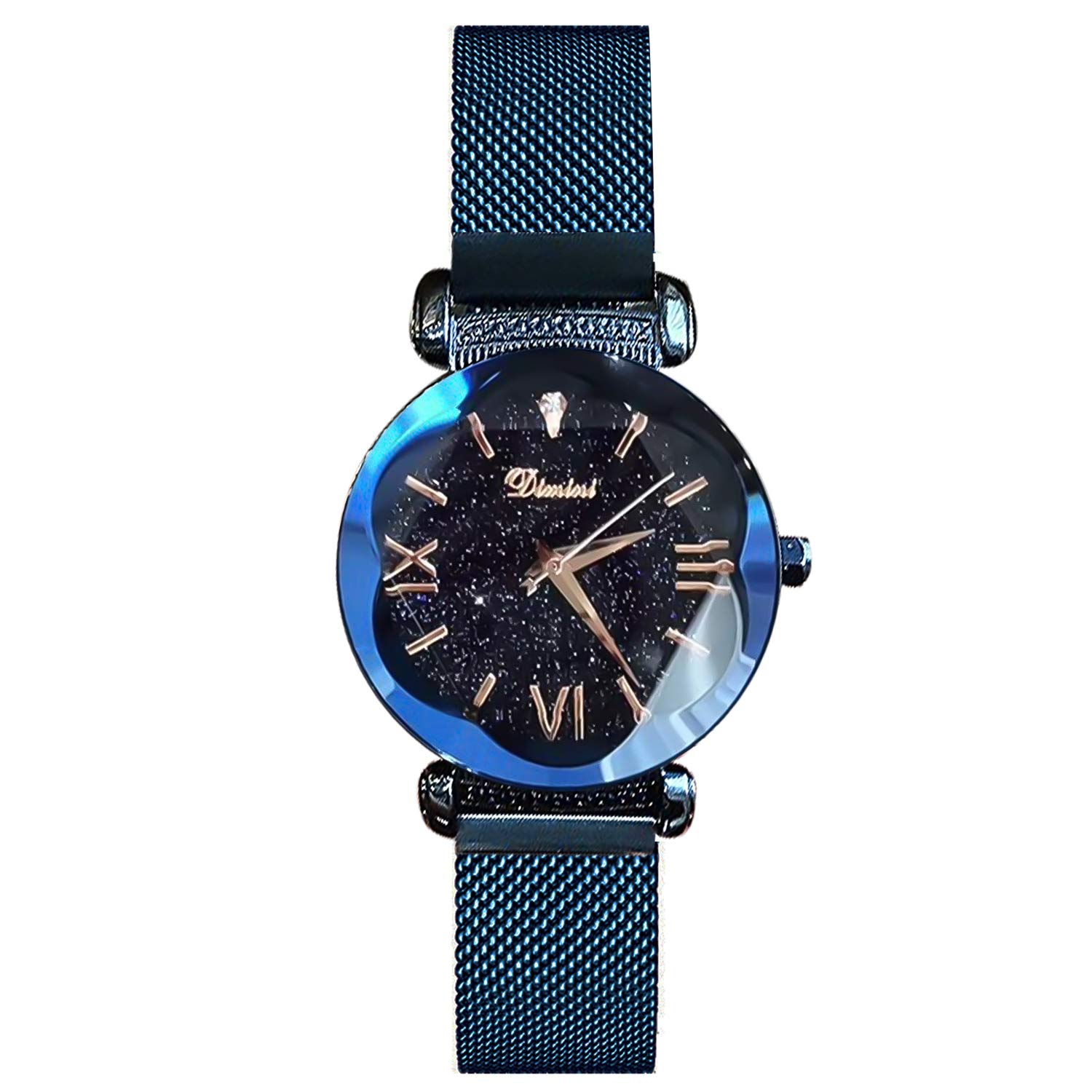 RORIOS Fashion Ladies Watch Mesh Band Starry Sky Dial Analogue Quartz Wrist  Watch for Women