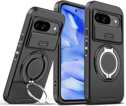 Keteen für Google Pixel 9 Hülle mit Kameraschutz, Pixel 9 pro hülle mit 360° Magnetisch Ring Ständer Robust Militärschutz Stoßfest Schutzhülle Kratzfest Handyhülle, Schwarz