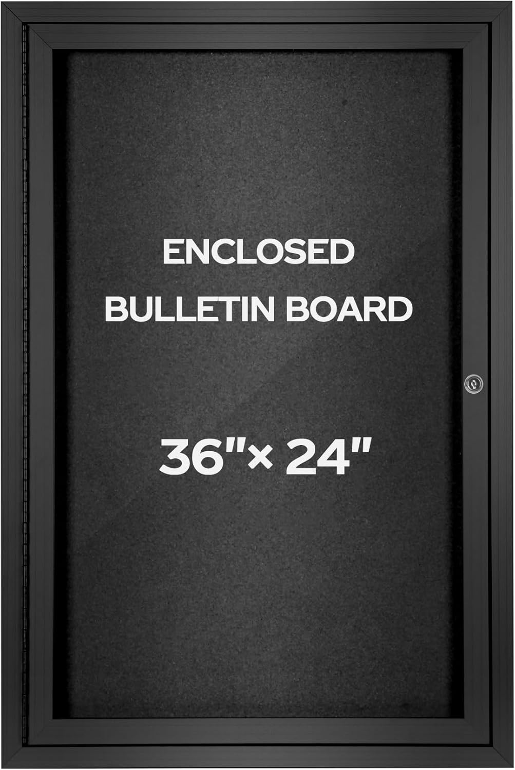 INNOVART Enclosed Bulletin Board 36 x 24, Lockable Fabric Noticeboard with Aluminum Frame, Wall Display Case with Swing-Open Door Black Felt, Information Cabinet for School, Office, Commercial, etc Black 36'x24"