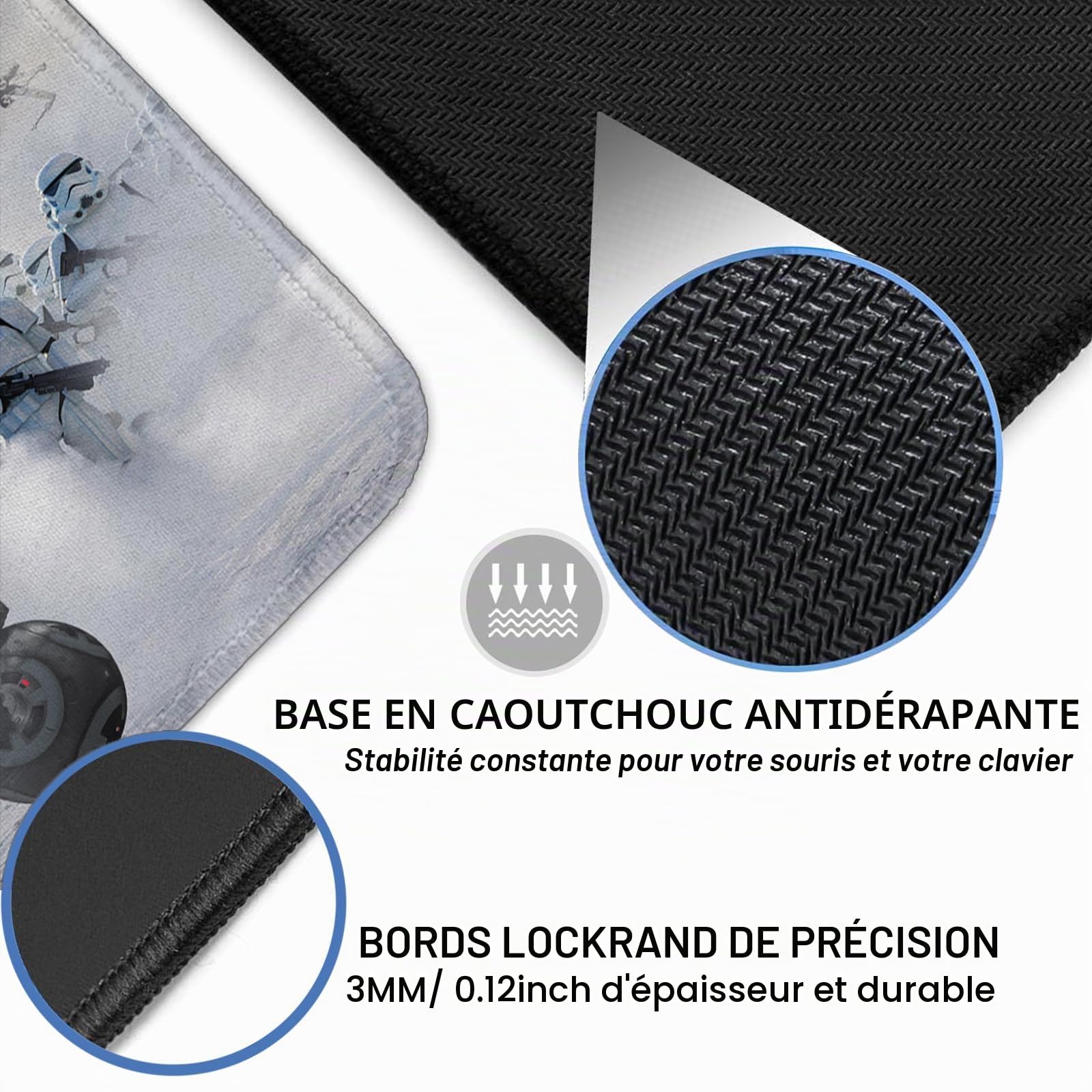 Grand Tapis de Souris de Jeu XXL Blanc, Tapis de Souris Doux avec Base en Caoutchouc antidérapant et Bords Cousus, Surface Lisse, pour Ordinateur Portable, Clavier d'ordinateur et Souris, 80 x 40 cm