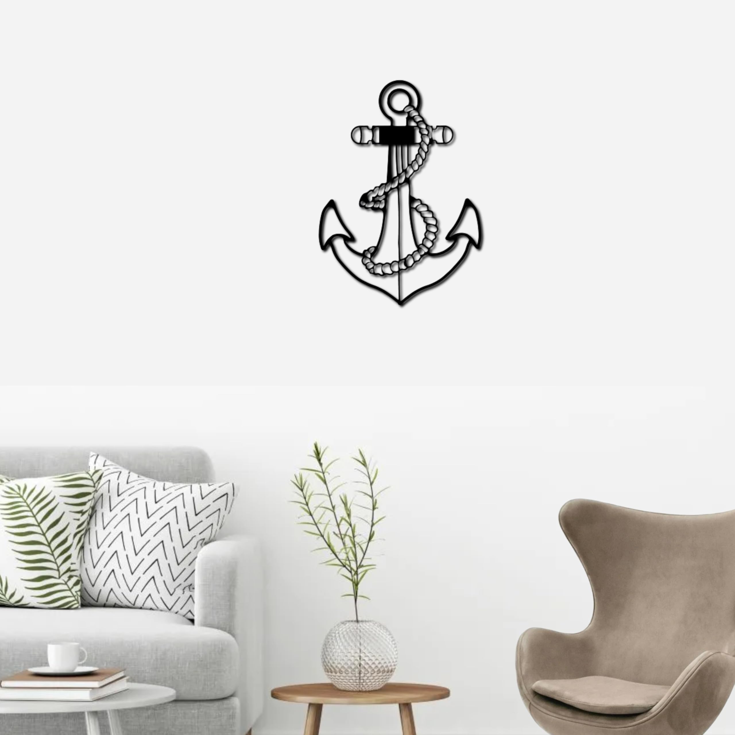 WEHUKOR Anchor Metal Wall Hanging Arts Home Decor, Durable, good ambience Metal Wall Art For Bedroom,Living Room,Drawing room,Hotel,Office,Home Garden (19.7 inch x 14 inch, Black) 3
