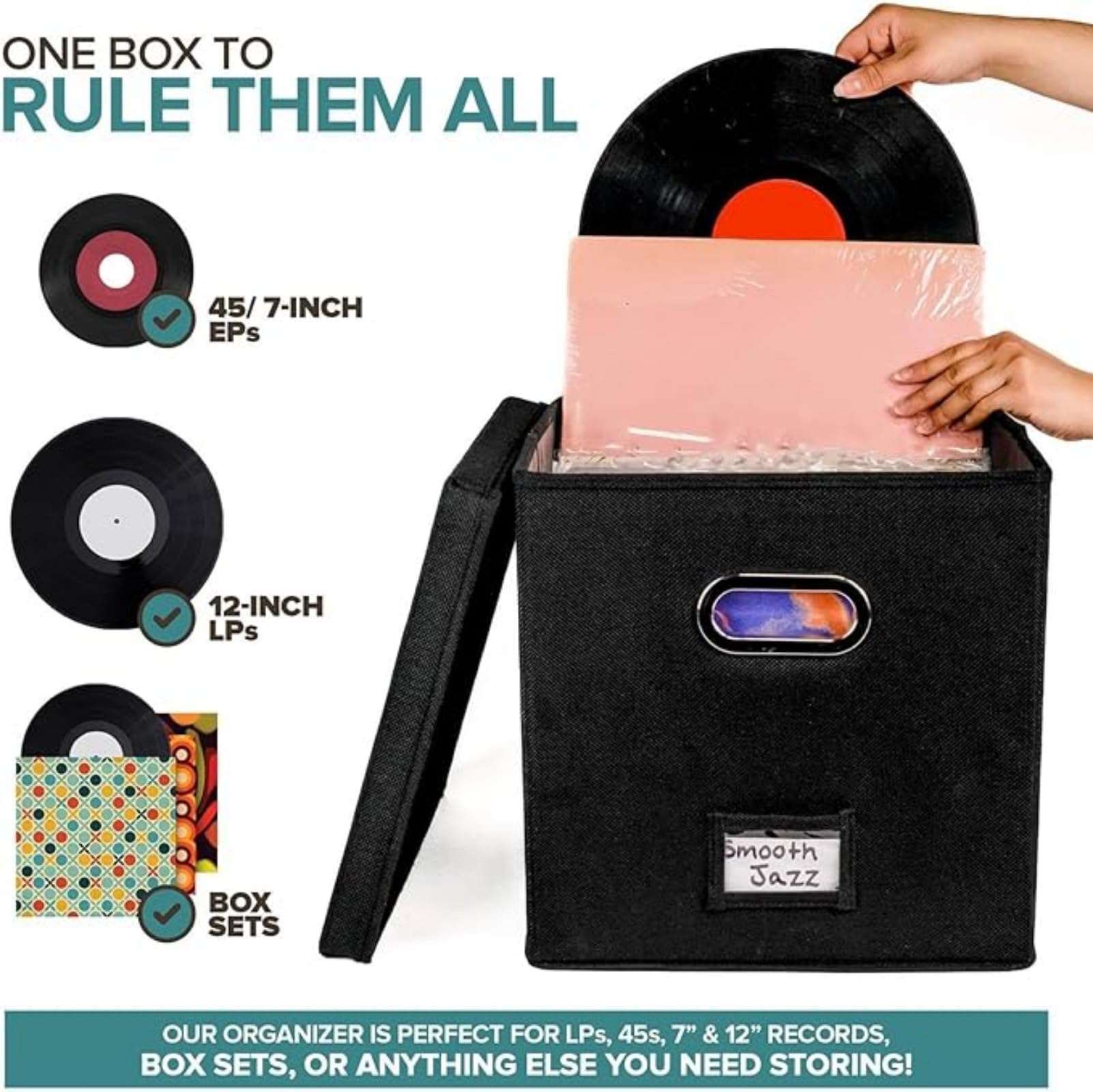 Amazon.co.jp: レコード収納ボックス 蓋付きビニールレコード収納