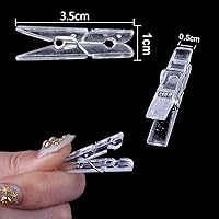 Vista 5 de BronaGrand 100pcs Mini Clear Plastic Utility Paper Clip, Clothespins Clip, Clothes Line Clips,Photo Clips