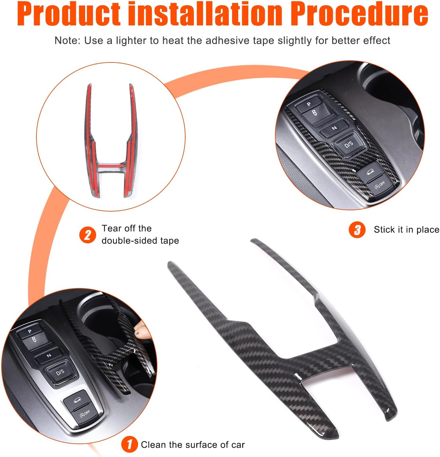 Gear Shift Button Frame Trim for Honda Pilot 2016-2022/Ridgeline 2020-2023/Passport 2019-2023,Car Gear Shift knob Cover Decoration Accessories (Carbon Fiber Pattern)