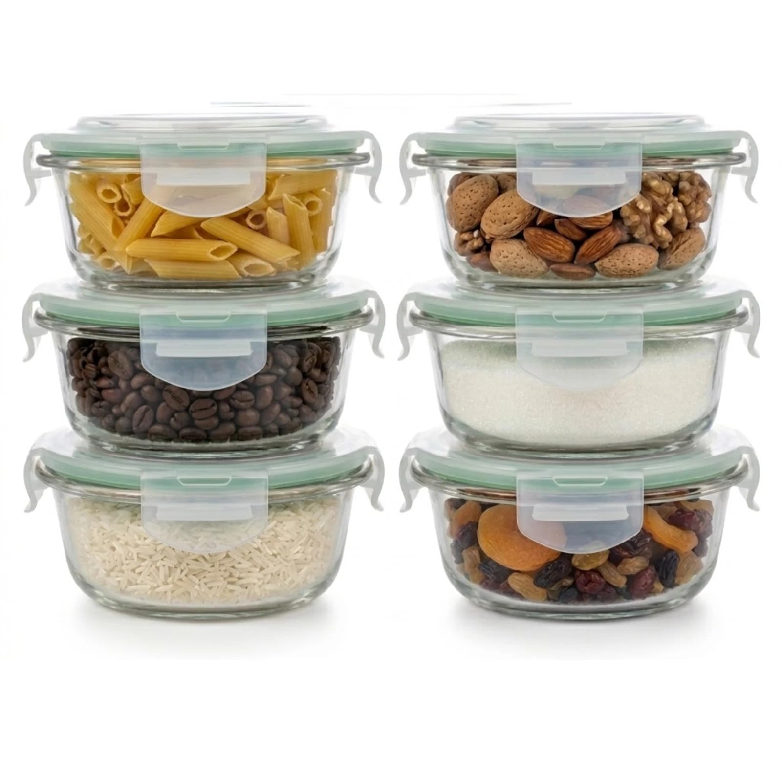 Lettuce Eat Clear Lettuce Eat® 4 Pack Rectangle Round Glass Food Containers With Lids Airtight Meal Prep Portion Control Bpa Free 400Ml