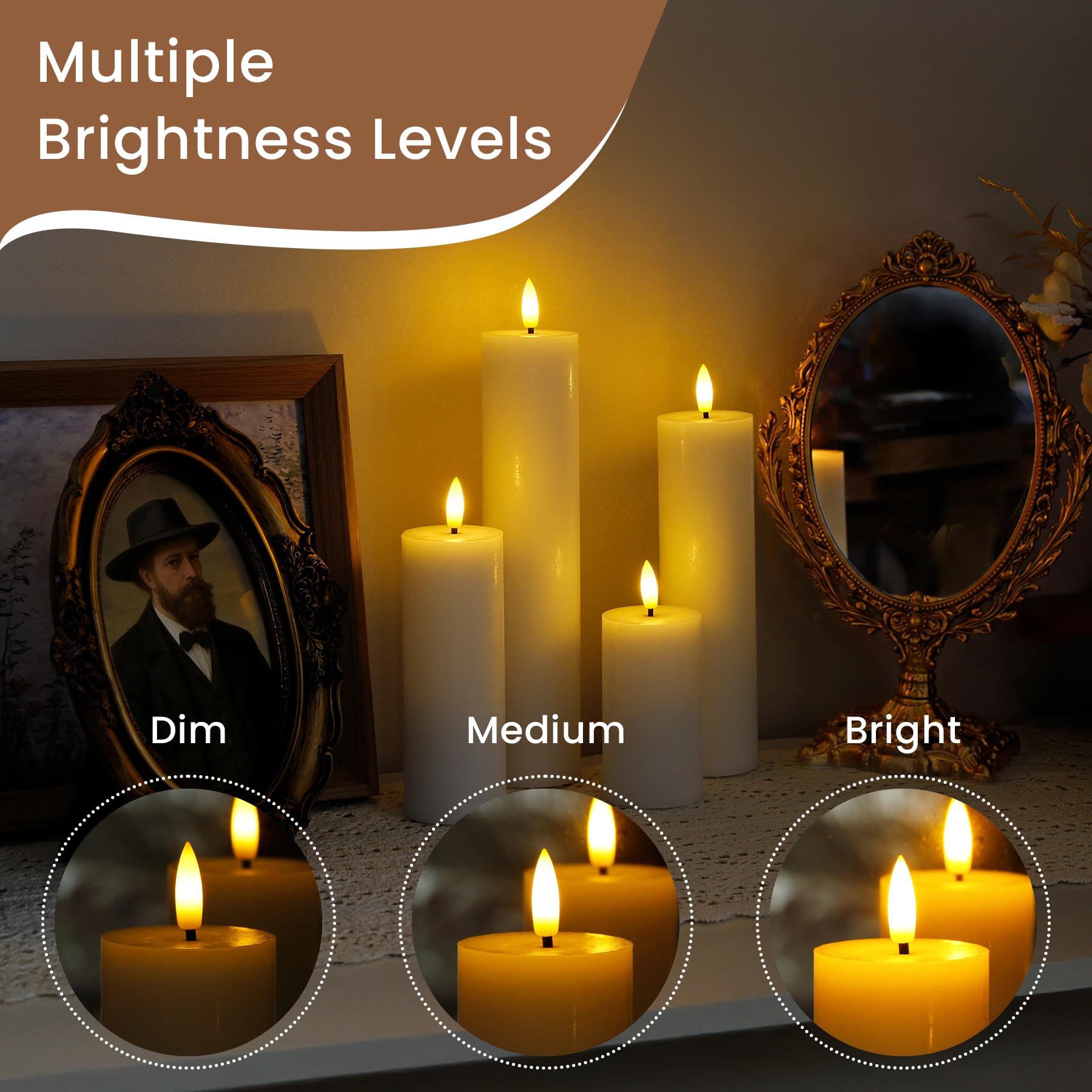 Candele a LED bianche senza fiamma ricaricabili con telecomando e Temporizzazione, confezione da 4 candele di cera tremolanti a batteria (cavo di ricarica USB, 5,5cm x10 15 20 25cm)