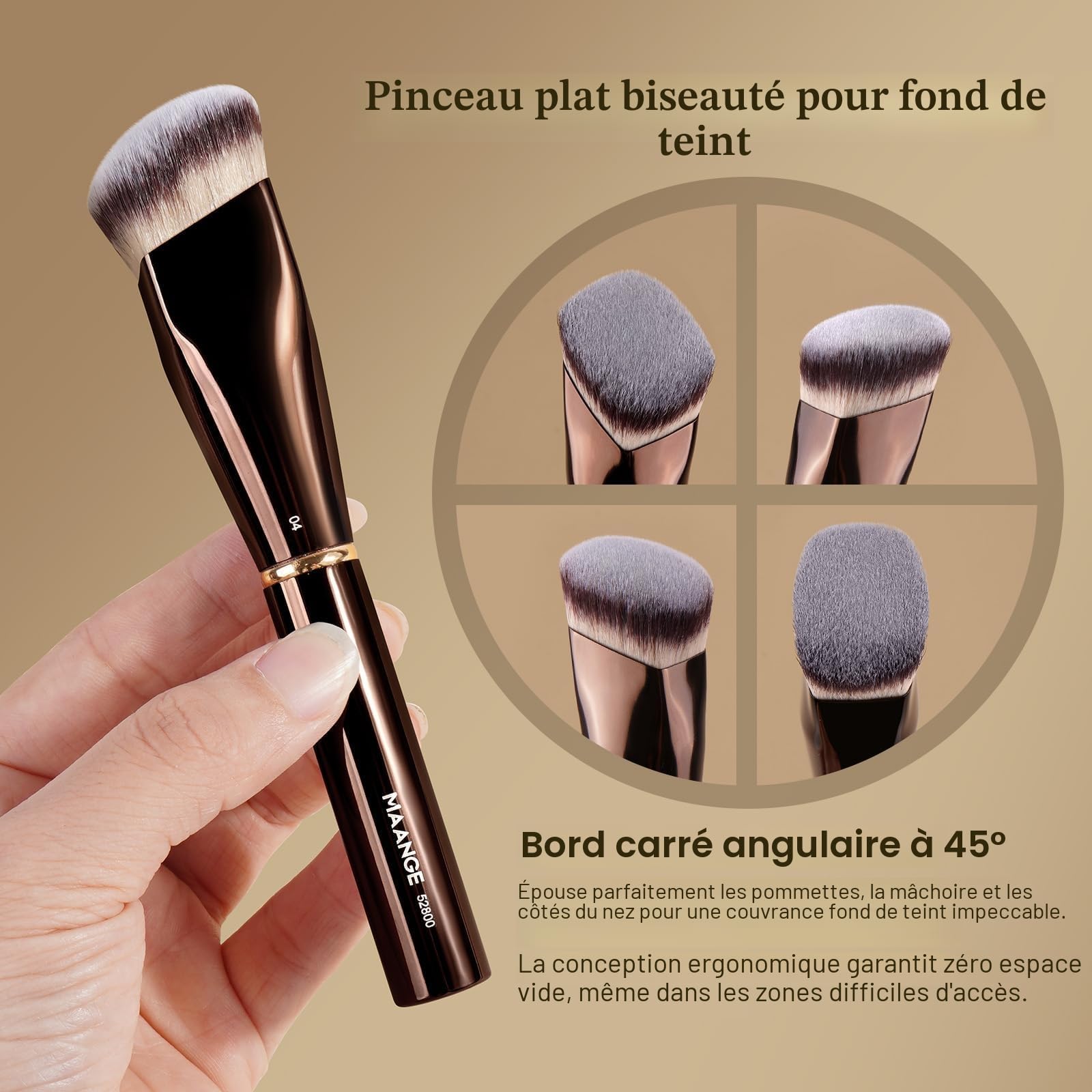 MAANGE Pinceaux Maquillages Professionnels 16 Pièces, Coffret Double Face pour Fond de Teint, Poudre, Contour et Fard à Joues, Set Complet avec Pochette et Boîte Cadeau (Marron Café)