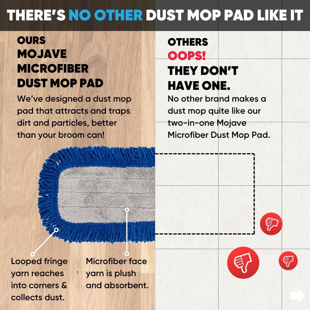 18" Mojave Microfiber Dust Mop System with 2 Dust Pads - Quickly Clean Hardwood, Laminate, Tile, Stone, Concrete