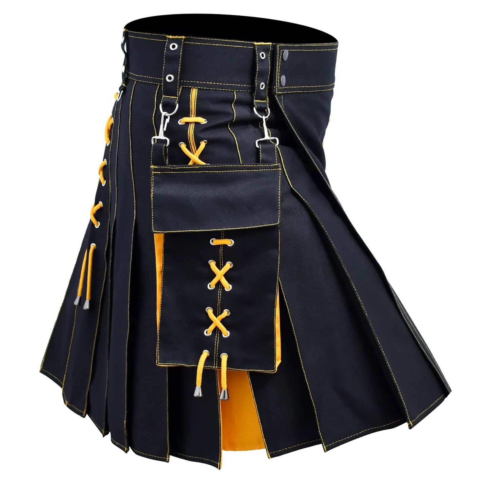 of Scotland Mens Tartan Men's Fancy Dress CostumeTraditional Tartan Outfit for Festivals,Stag Do,Scottish Party,Costume Parties,World Book Day,Cosplay,Halloween (63-Yellow, S)