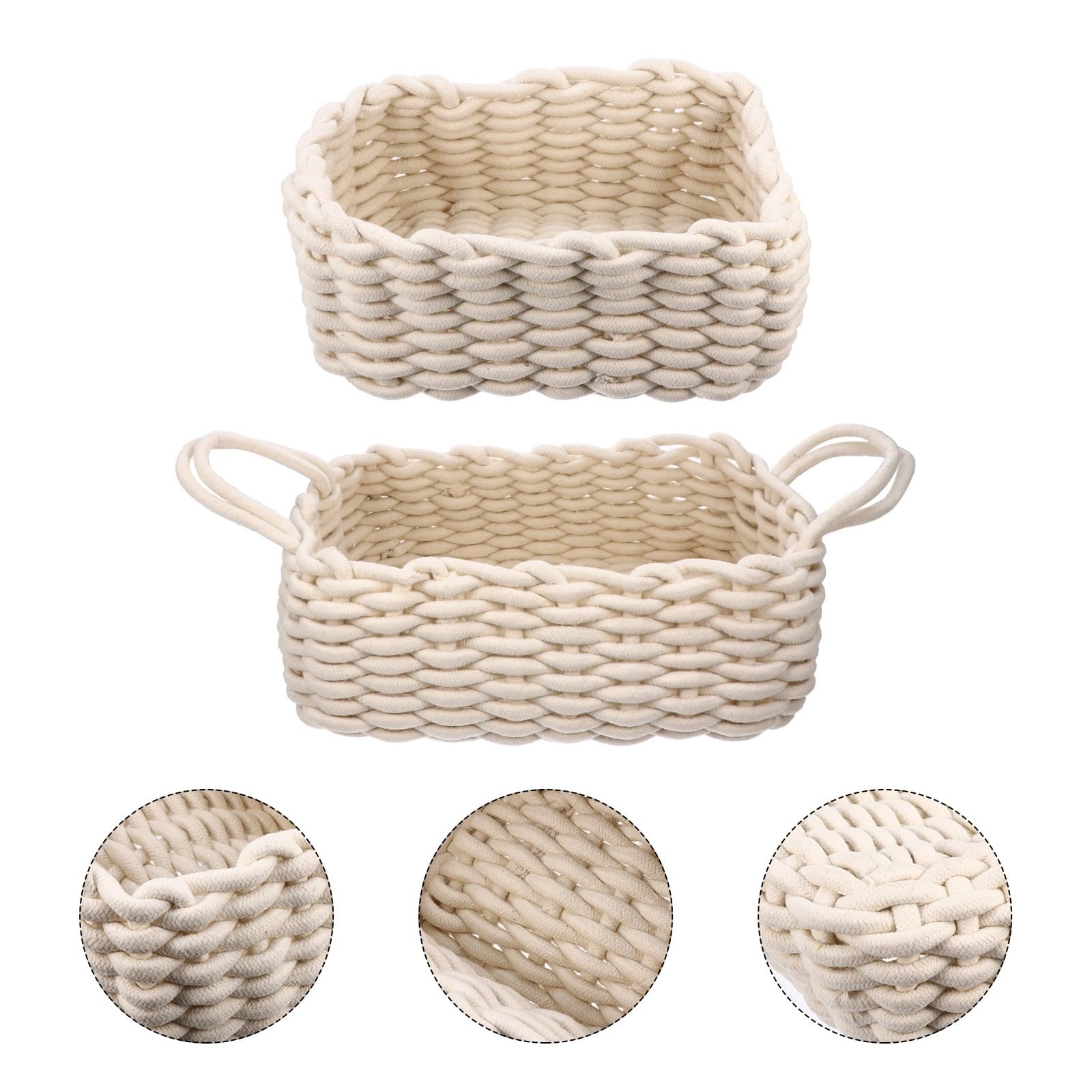 GALPADA Aufbewahrungskorb Modernes Design mit Griffen aus Baumwollgarn 2 Stück Multifunktional und Handgewebt Weiß für und Kinderzimmer