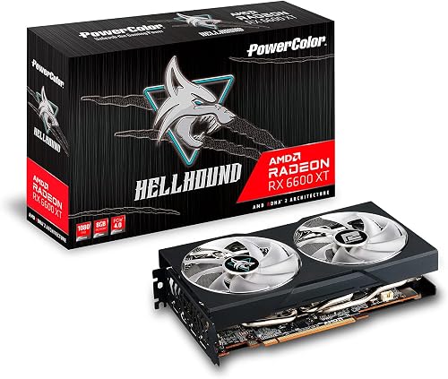 PowerColor Hellhound Radeon RX 6600XT Gamer-Grafikkarte, AMD, 8 GB, GDDR6 Schwarz - 1