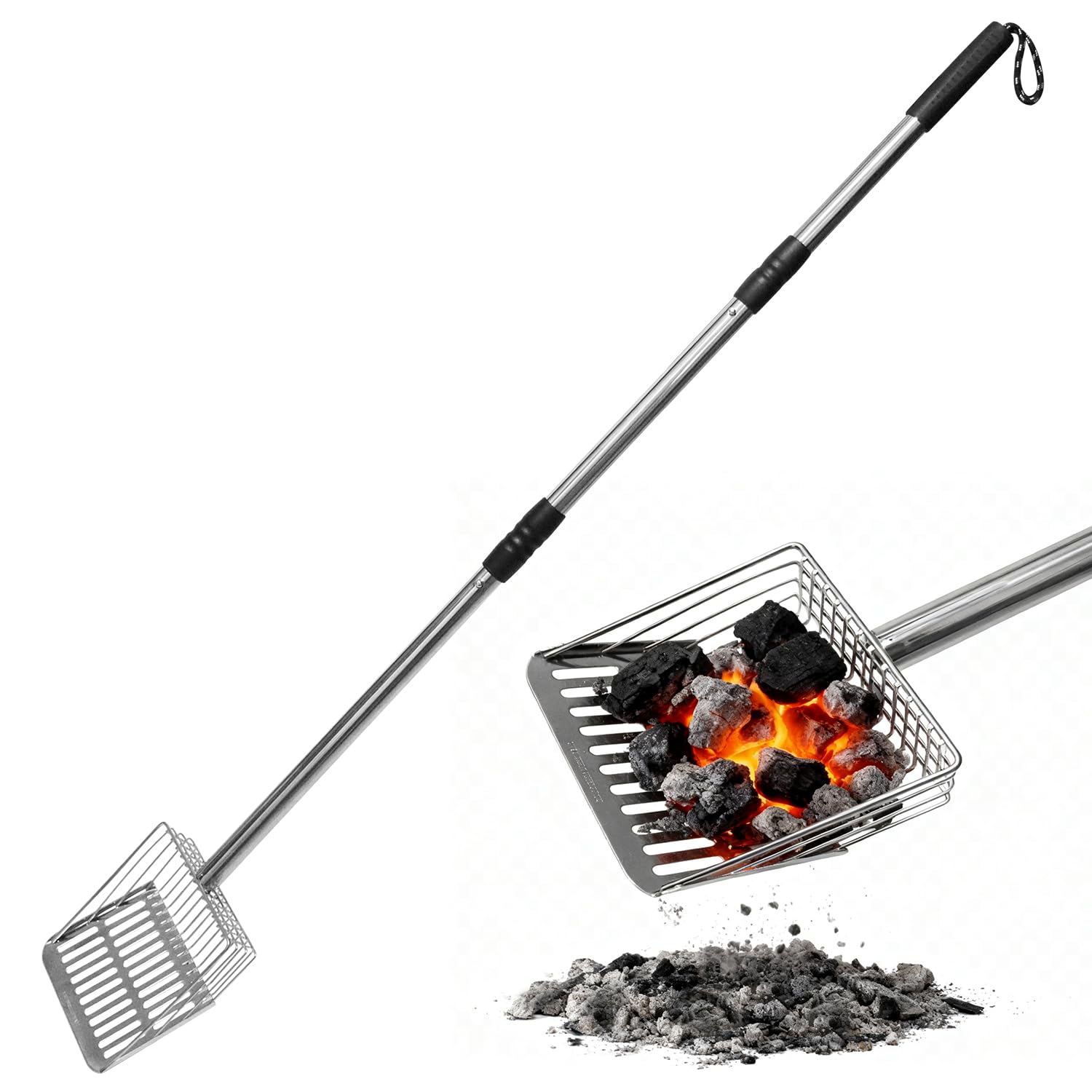 Ash Sifter Shovel for Fireplace Fire Pit Wood Stove, 43Inch Long