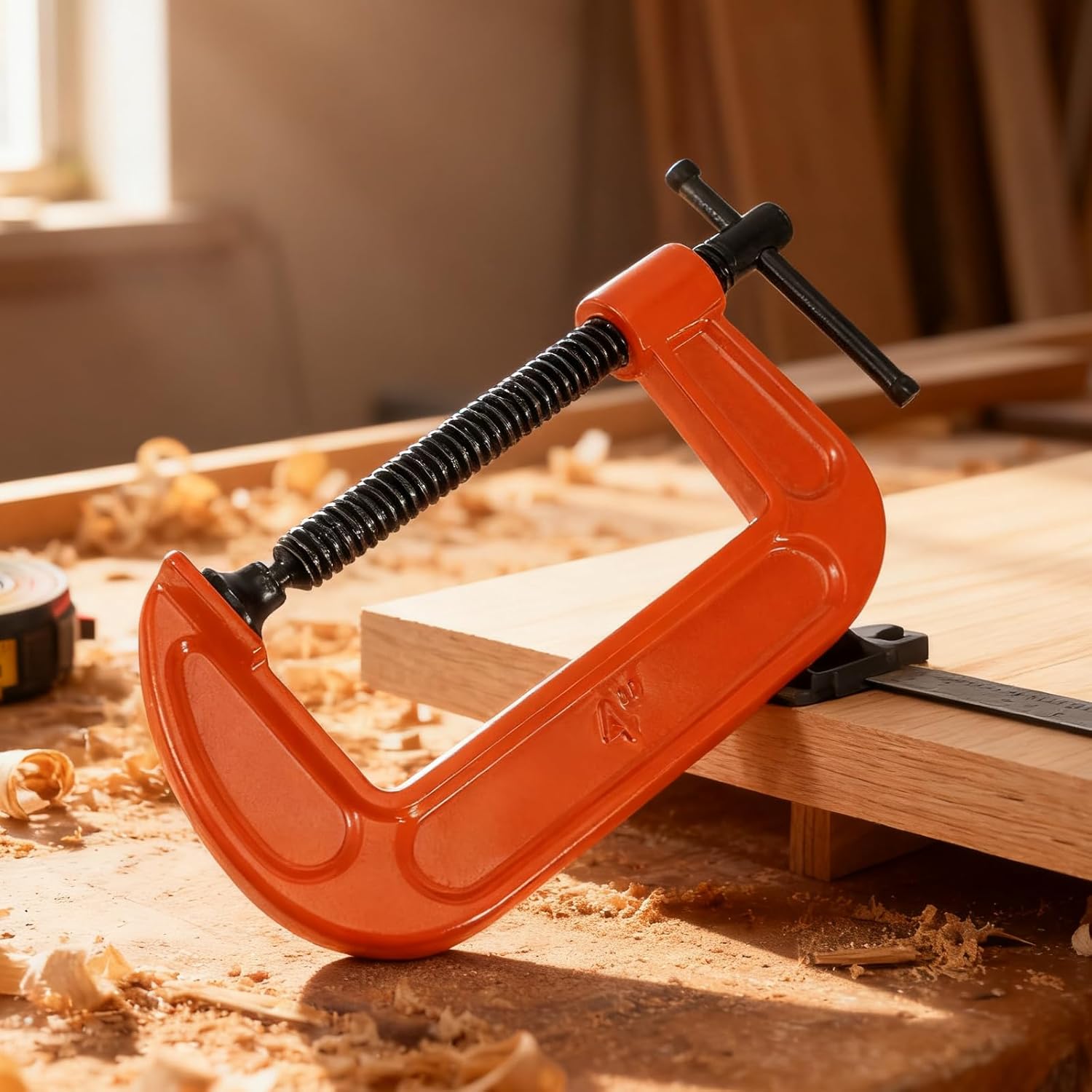 8 PCS C Clamps, 4 Inch Heavy Duty Steel C Clamp, Industrial Strength C-Clamp Set for Woodworking, Welding, Building, 2-1/4 Inch Throat Depth, Orange