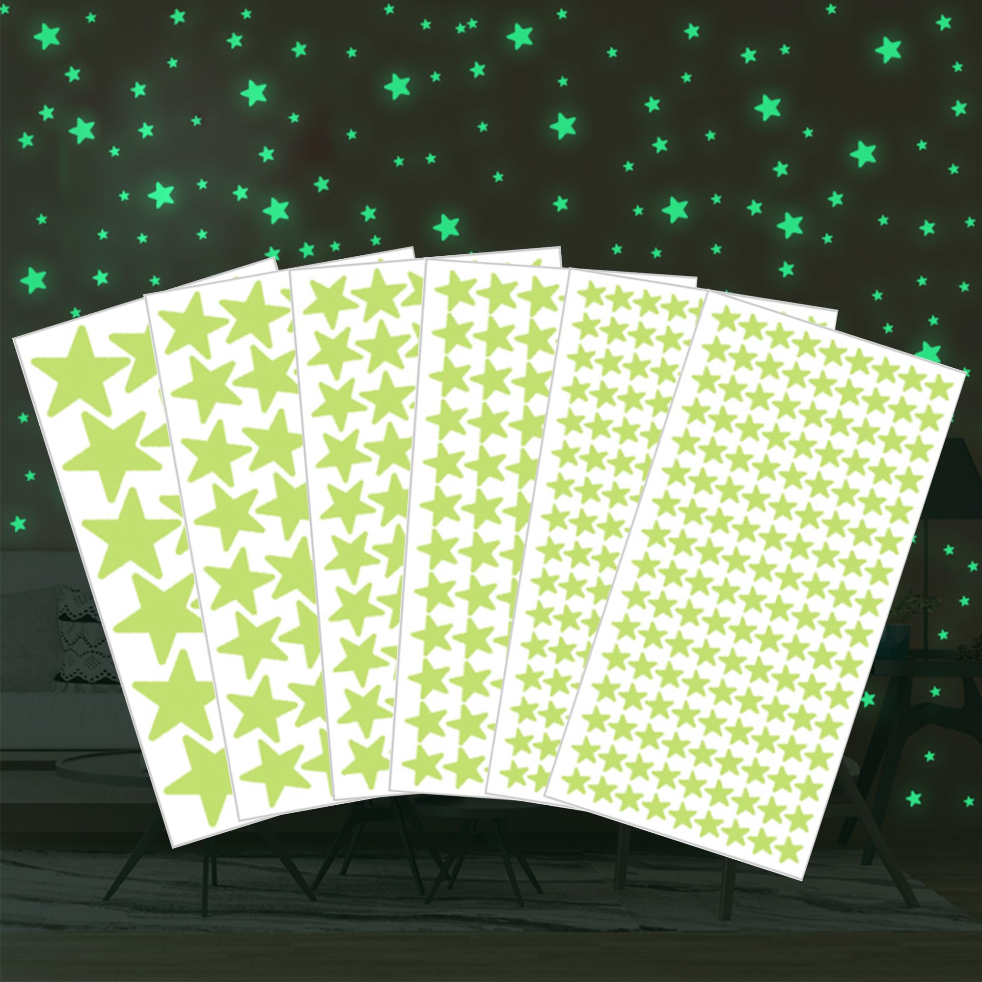 Niuhong 460 Pcs Bright Star Wall Sticker Children's Room Bright Stars Glow in Dark Luminous Ceiling and Fluorescent Wall Stickers DIY Creative (A)