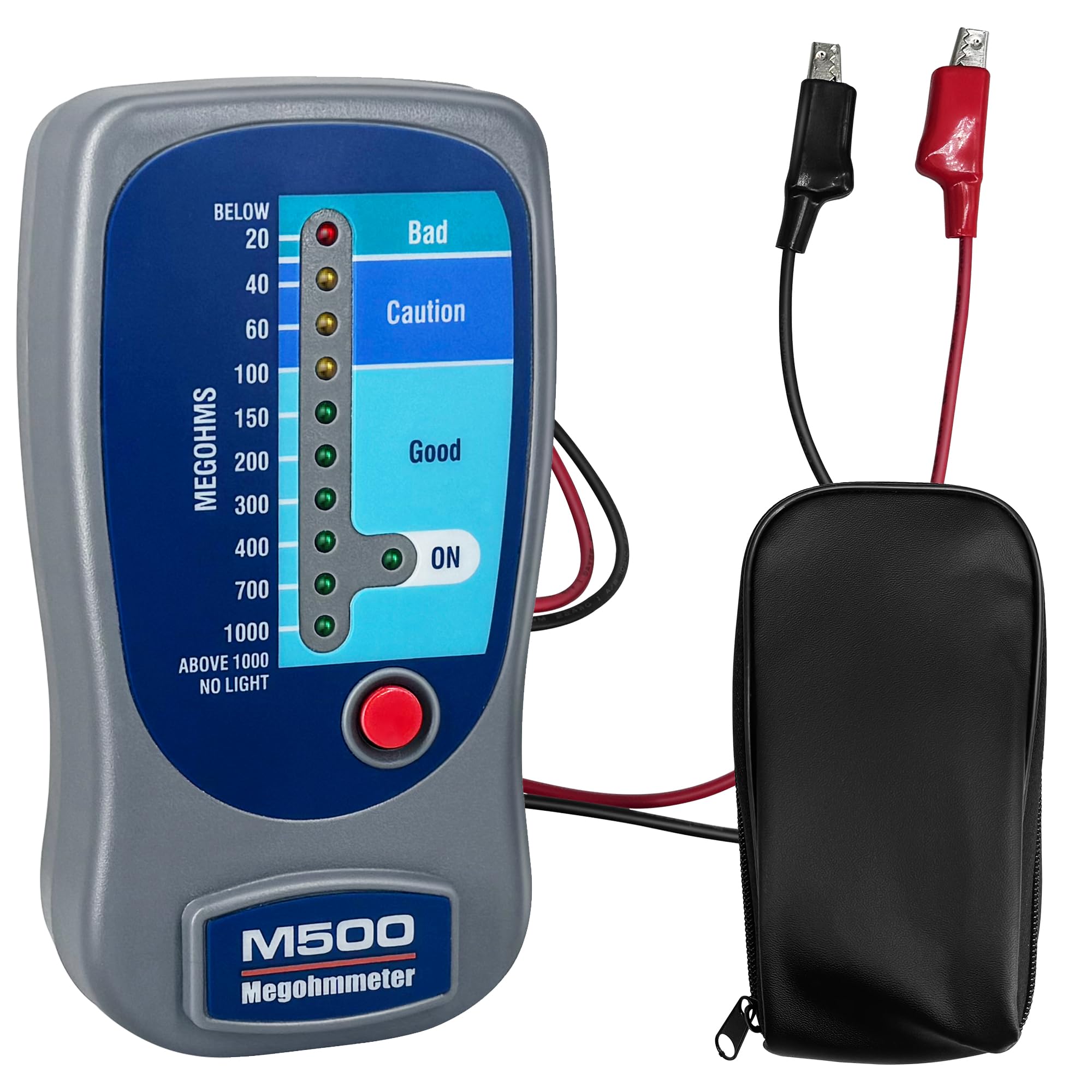 Insulation Resistance Tester M500 Megohmmeter Compatible with Supco M500 Megohmmeter，Measures 20-1000 megohms at 500V with Clear LED Indicators for Quick Fault Detection with Soft Carrying Case-image-23