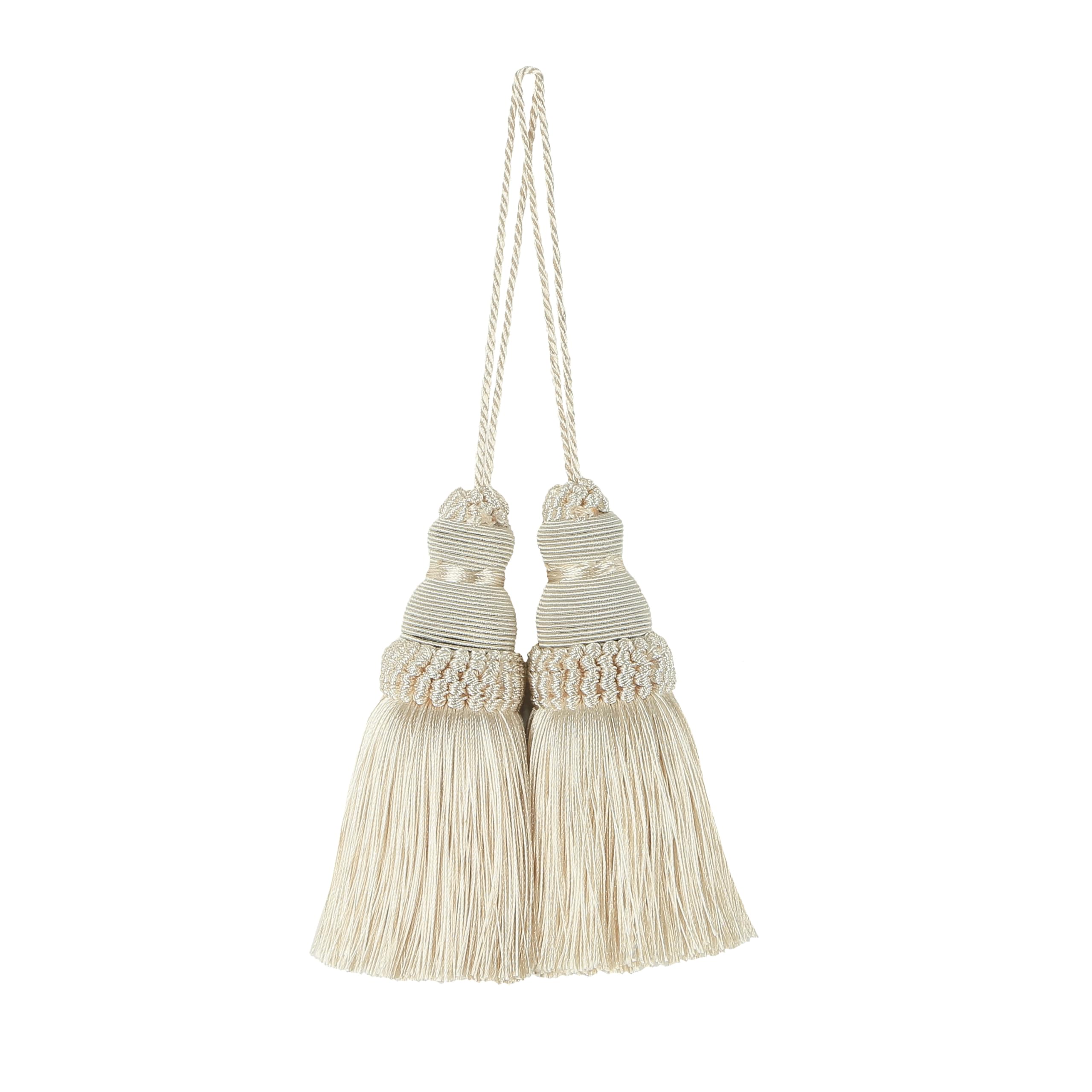 BEL AVENIR Tassel Key Tassel with Loops Handmade Craft Charms DIY Accessories Elegant Soft Making Curtain Home Decoration (Beige, 2 pcs)