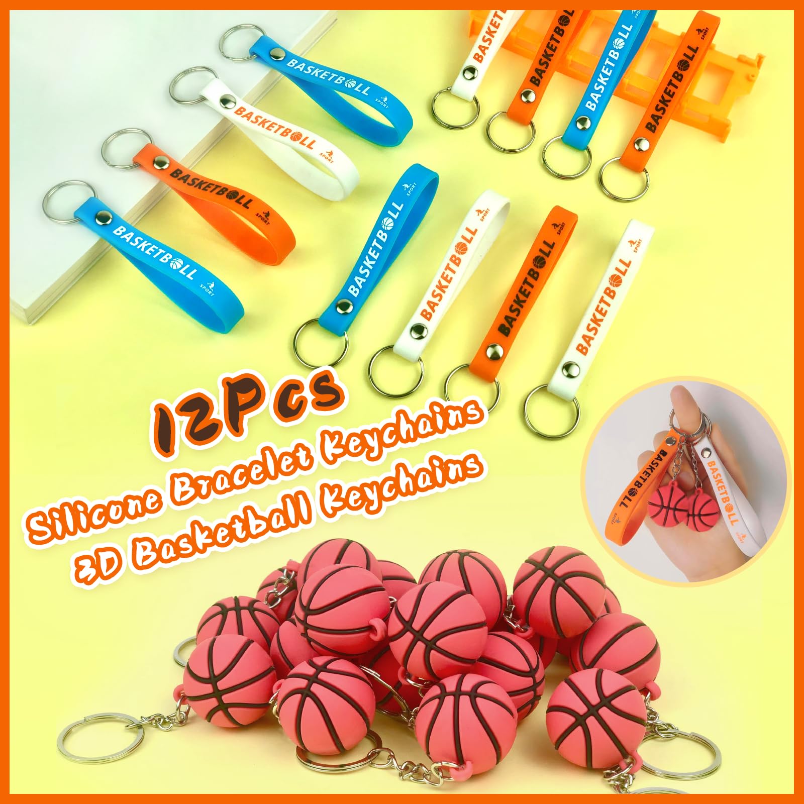 110 Pcs Basketball Party Favors Kit - Includes Bracelets, Tattoos, Keychains & Bags For Kids Birthday Supplies - View #11