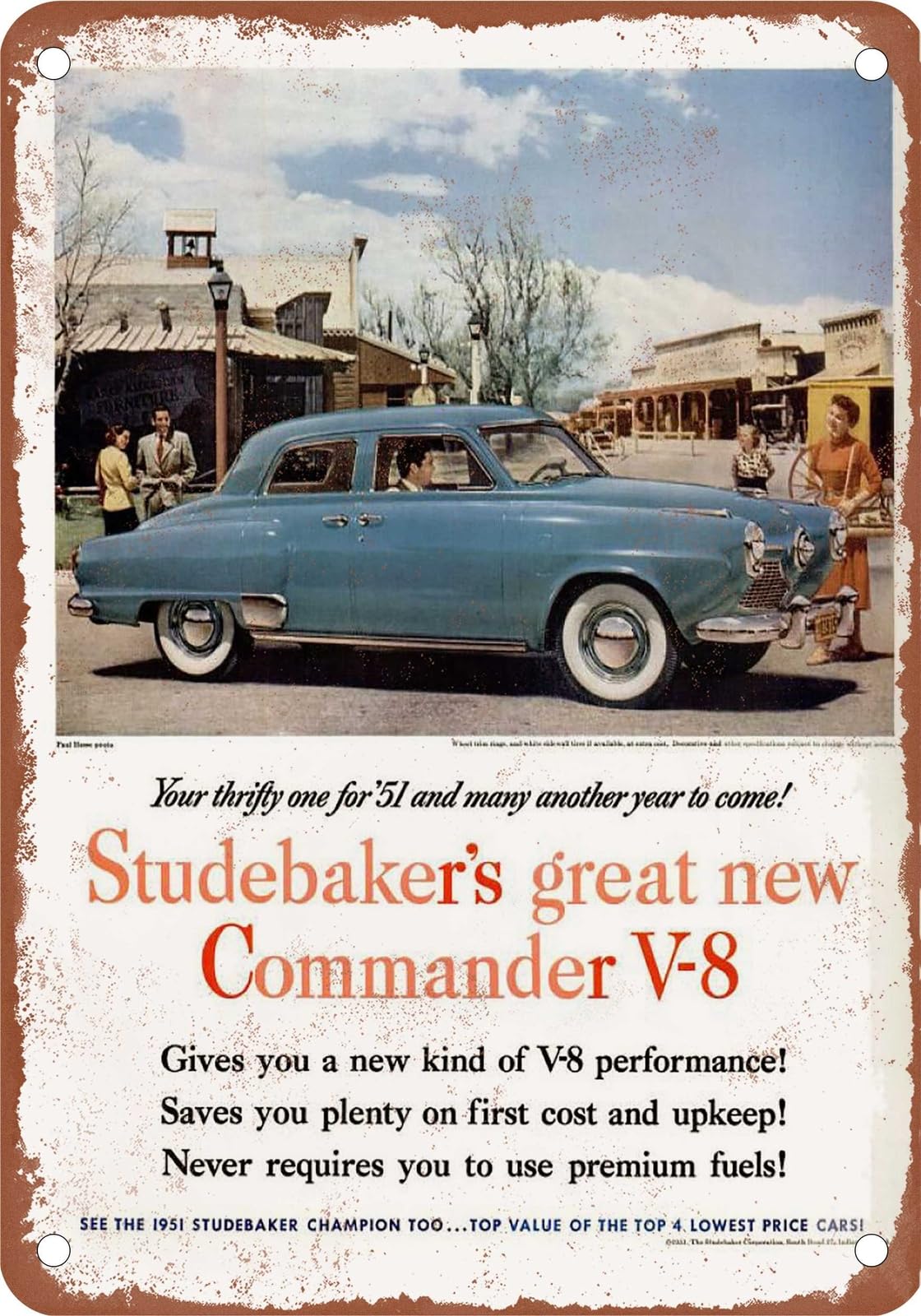 METAL SIGN - 1951 Studebaker Vintage Ad 01 - Old Retro Rusty Look home decor