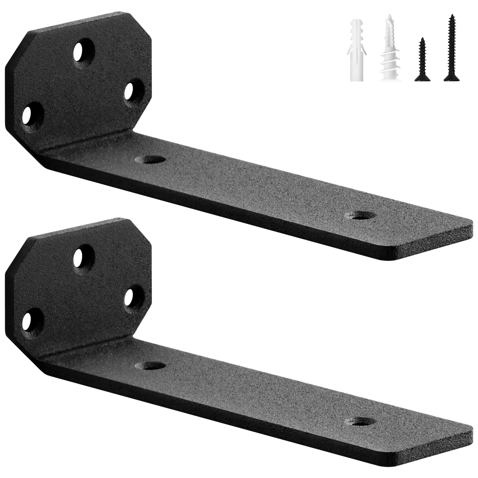 scicent 2 Pack Scaffold Board Shelf Brackets, Floating Shelf Bracket 50KG Capacity, 5mm Thick, Wall Brackets for Shelves, Shelf Support with Screws (Black 15cm) — image 1