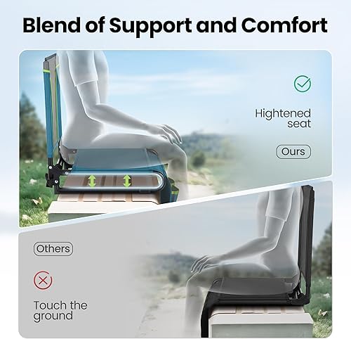 Miniatura 5 de HIGH POINT SPORTS Silla plegable para estadio con bolsa de malla y ganchos para ocultar, silla de estadio portátil con respaldo, silla cómoda para