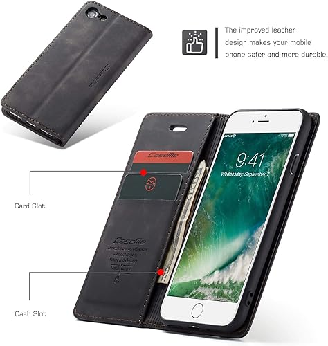 Miniatura 5 de SINIANL Funda tipo cartera para iPhone 8 Plus iPhone 7 Plus, funda de piel tipo folio con función atril y soporte para tarjeta de crédito, cierre