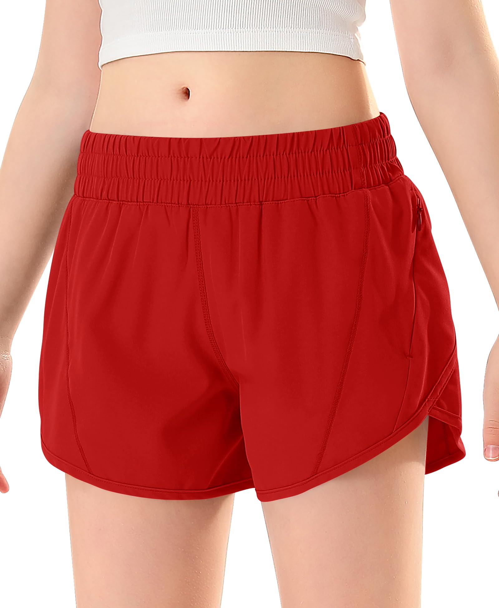 DOCUMO Girls Athletic Shorts with Zipper Pockets 4-14Y