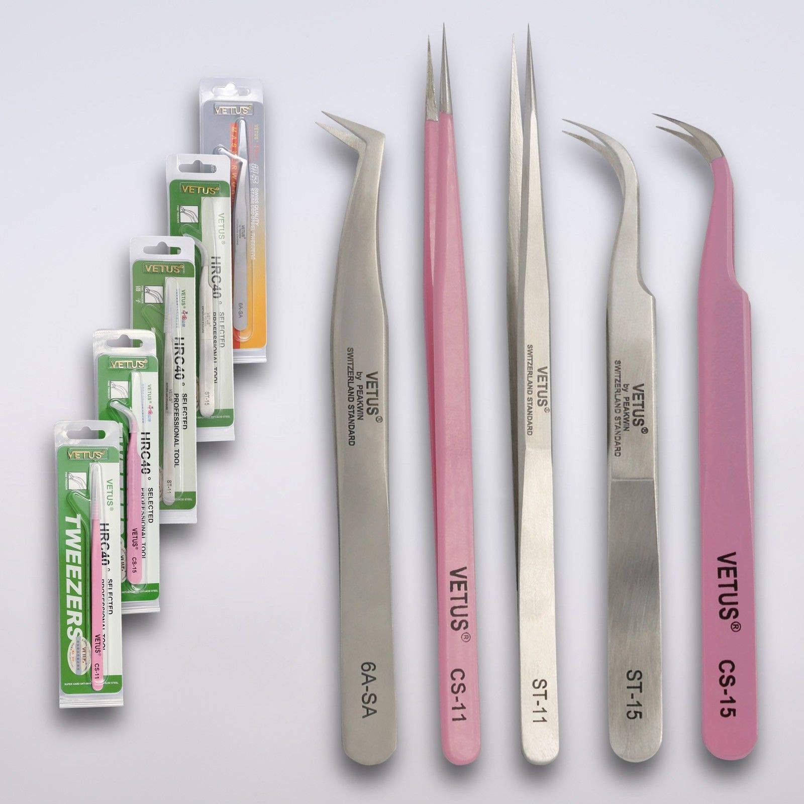 Wimpernverlängerung Wimpern Pinzette Vetus ST-10 17 CS-11 12 15 5A 6A-SA Set - Foto 6