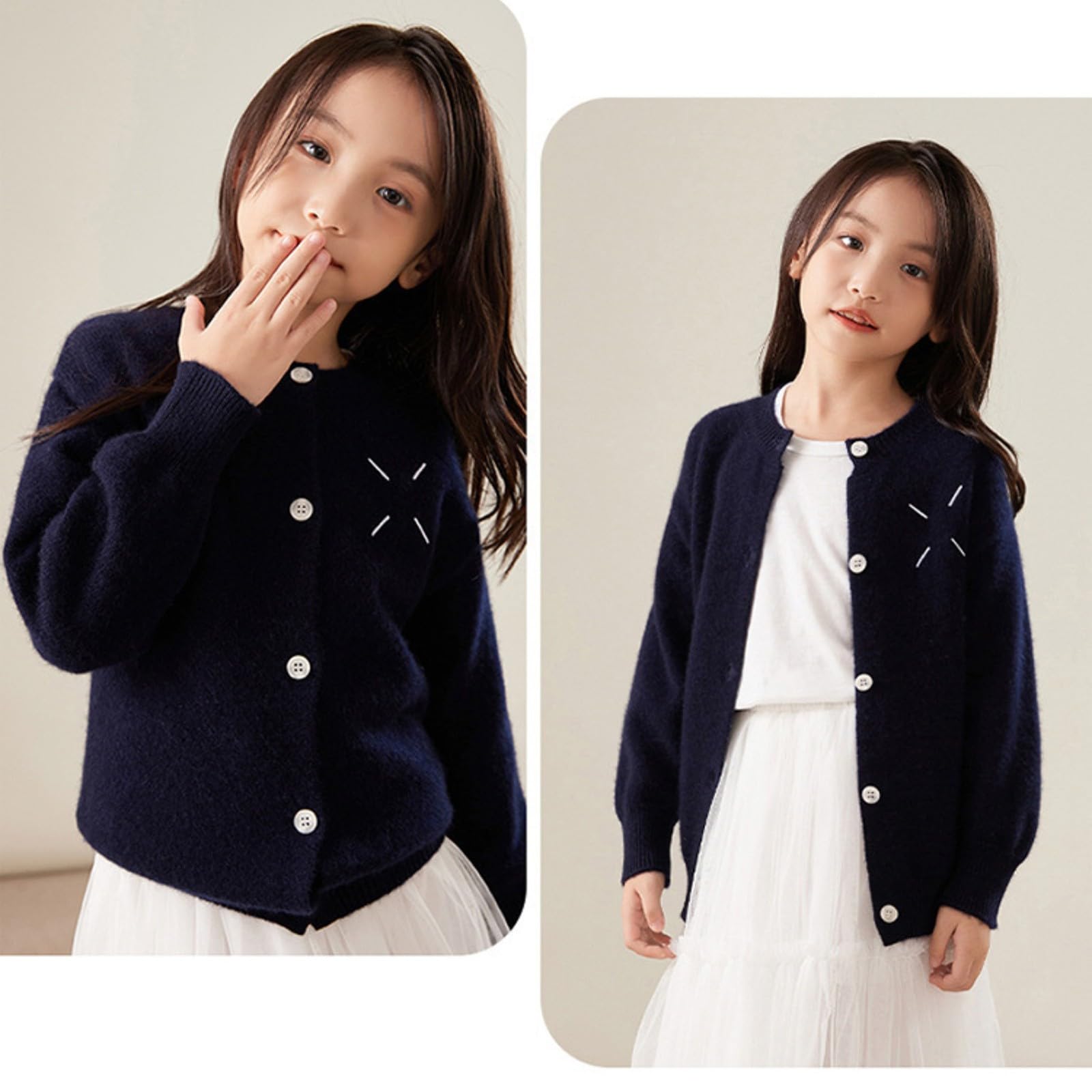 Strickjacke Mädchen Jungen Knopfleiste Cardigan Kinder Langarm Einfarbig Strickpullover Lässiges Schule Pullover Strick Sweatjacke Fall Winter Schuluniform Warme Dicke Übergangsjacke