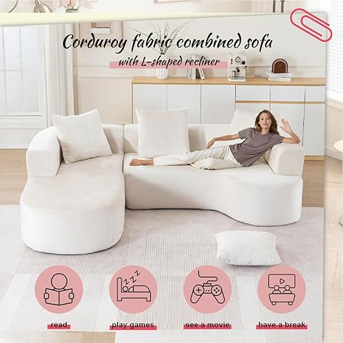 Miniatura 6 de Sofá modular de gran tamaño de 100 pulgadas con diván para sala de estar, moderno sofá de 3 plazas de felpilla de lujo con asiento extra ancho, sofá