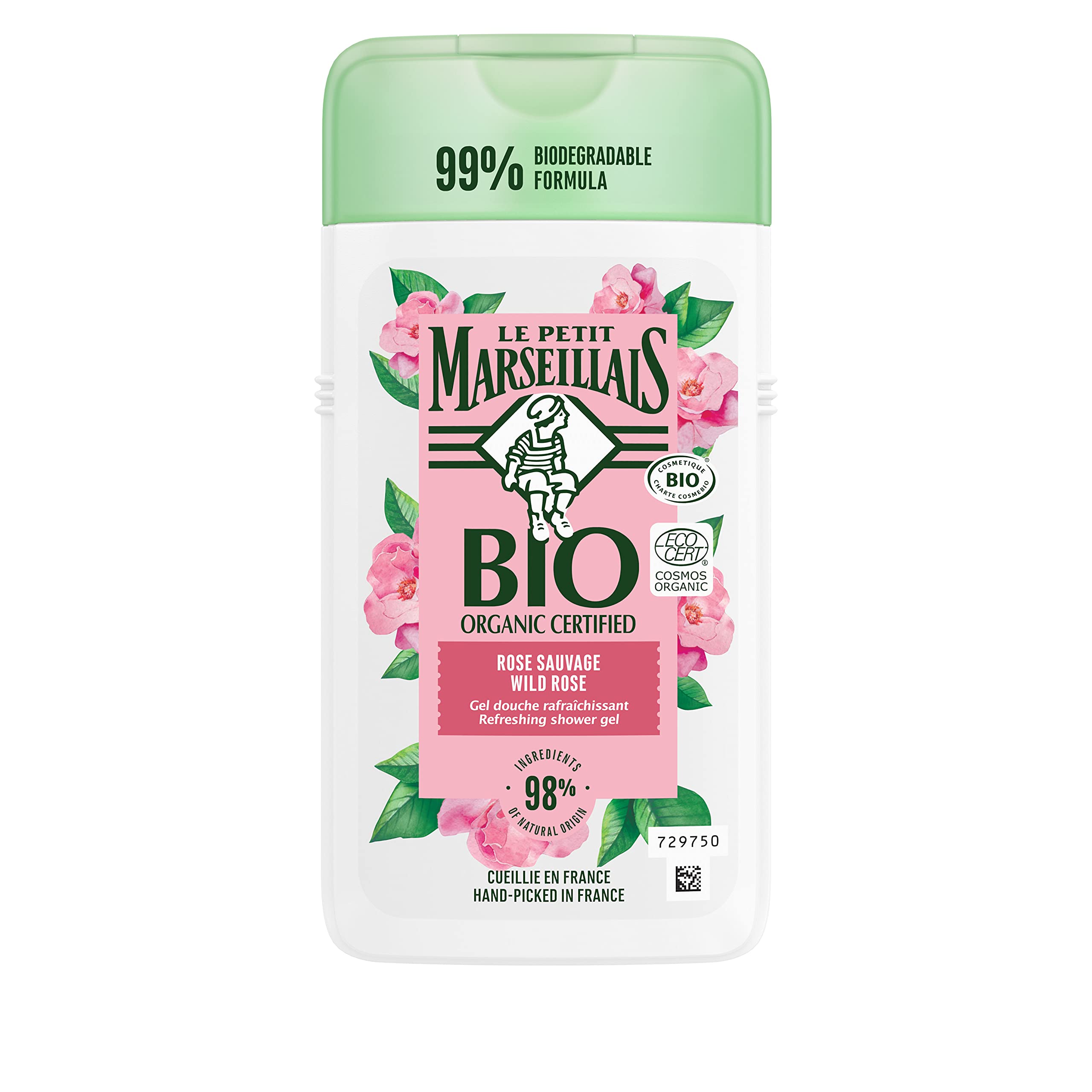 Le Petit Marseillais Organic Certified Shower Gel Wildrose (250 ml), pH Skin-Neutral Shower and Gentle Aroma Shower with Particularly Pleasant Fragrance, Moisturises and Refreshes