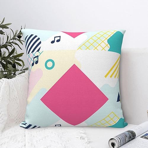 Retro Musical Notes. Geometric Shapes Pillow Covers20 X20 Super Soft Plush Pillowcases for Home Decor