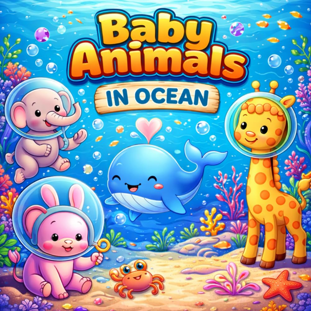 Baby Animals in the Ocean: A Cute and Simple Coloring Book for Toddlers & Preschool Kids Featuring Dolphins, Whales, Turtles, and More