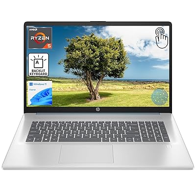 HP 17.3" Copilot AI Business Touchscreen Laptop, AMD Ryzen 6-Core 12-Thread CPU, 32GB RAM, 2TB SSD, Backlit KB, Fingerprint, Webcam, HDMI, Wi-Fi 6, Win11 Pro, Blue, Bundle with ML101 Wireless Mouse