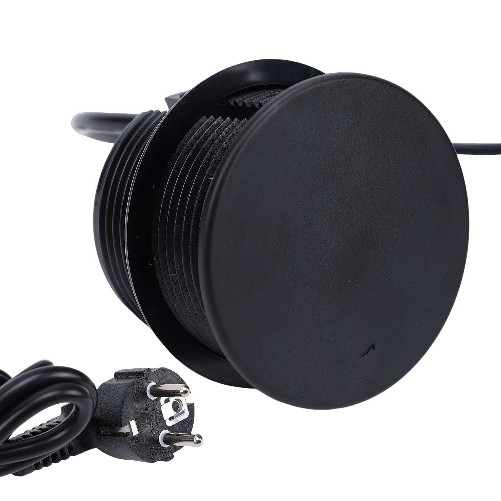 banapoy Regleta de Enchufes Empotrable, Toma de Corriente Empotrada Redonda, 16A 4000W, Negro, for Cocina Oficina Mesa (Enchufe de la UE)