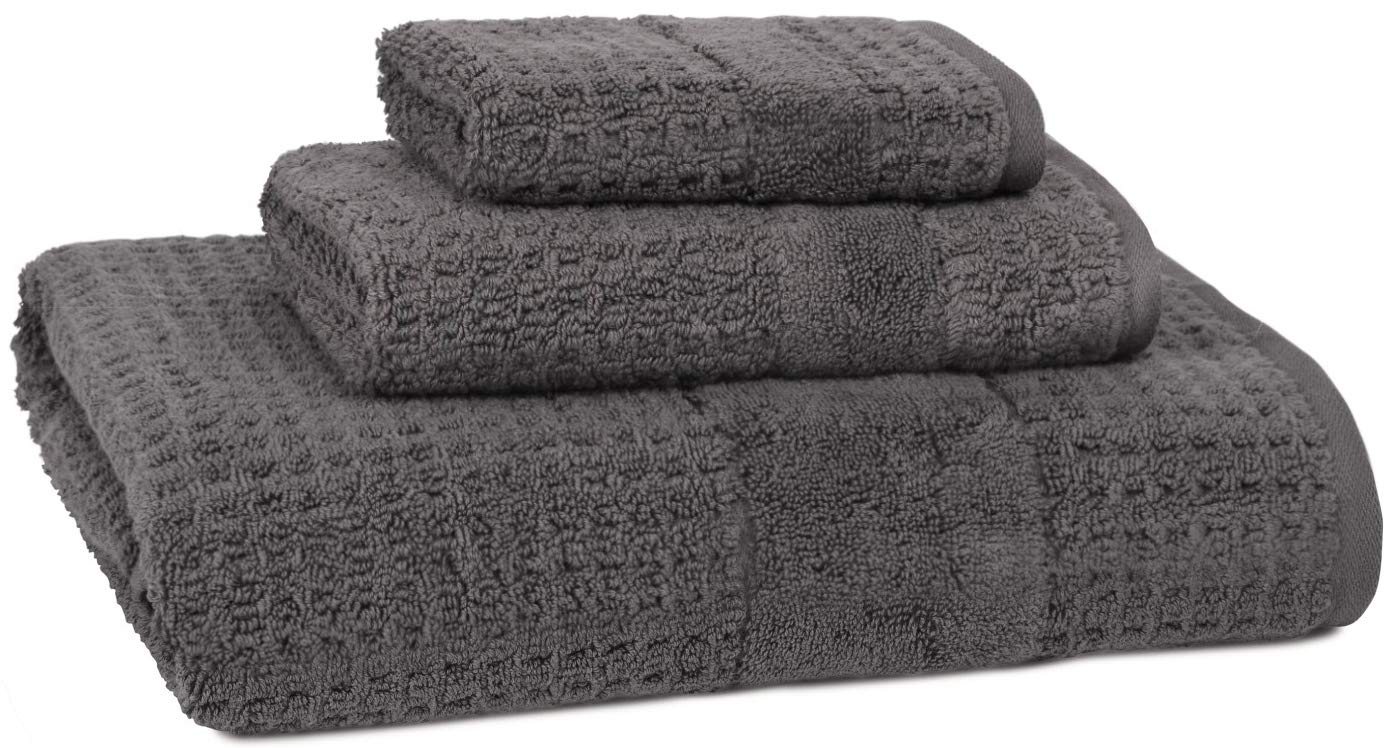 Kassatex Turkish Hammam Collection Towels, 3 Piece Set - Charcoal