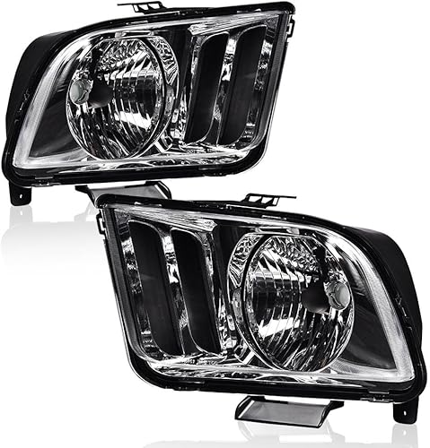 PIT66 Conjunto de faros delanteros, compatible con Ford Mustang 2005 2006 2007 2008 2009 lado del conductor y pasajero lente transparente carcasa