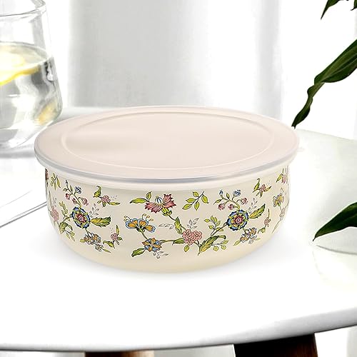 Miniatura 7 de BESTonZON Cuencos esmaltados con tapas, 5 cuencos de sopa vintage, cuenco de esmalte retro para ensalada de frutas, pasta, cena, cocina, 5 tamaños