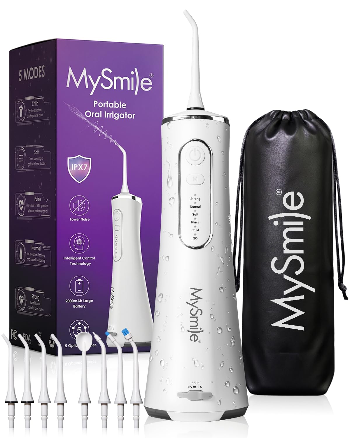 MySmile LP211, hydropulseur portable sans fil, 260 ml, 5 modes, IPX7