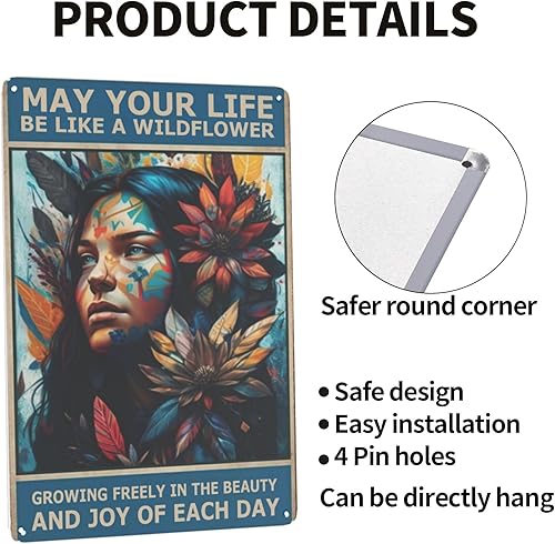 Miniatura 4 de Arte de pared de metal bohemio para jardín, decoración hippie con humor retro y diseño nativo americano, ideas divertidas para baño y regalo, 8 x 12