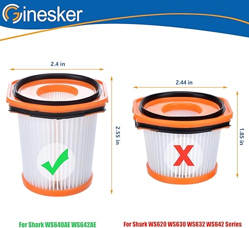 Miniatura 3 de WS642AE Filtro de repuesto para Shark Wandvac Sistema de auto-vacío WS642AE Ultra-ligero potente aspiradora inalámbrica (paquete de 4)