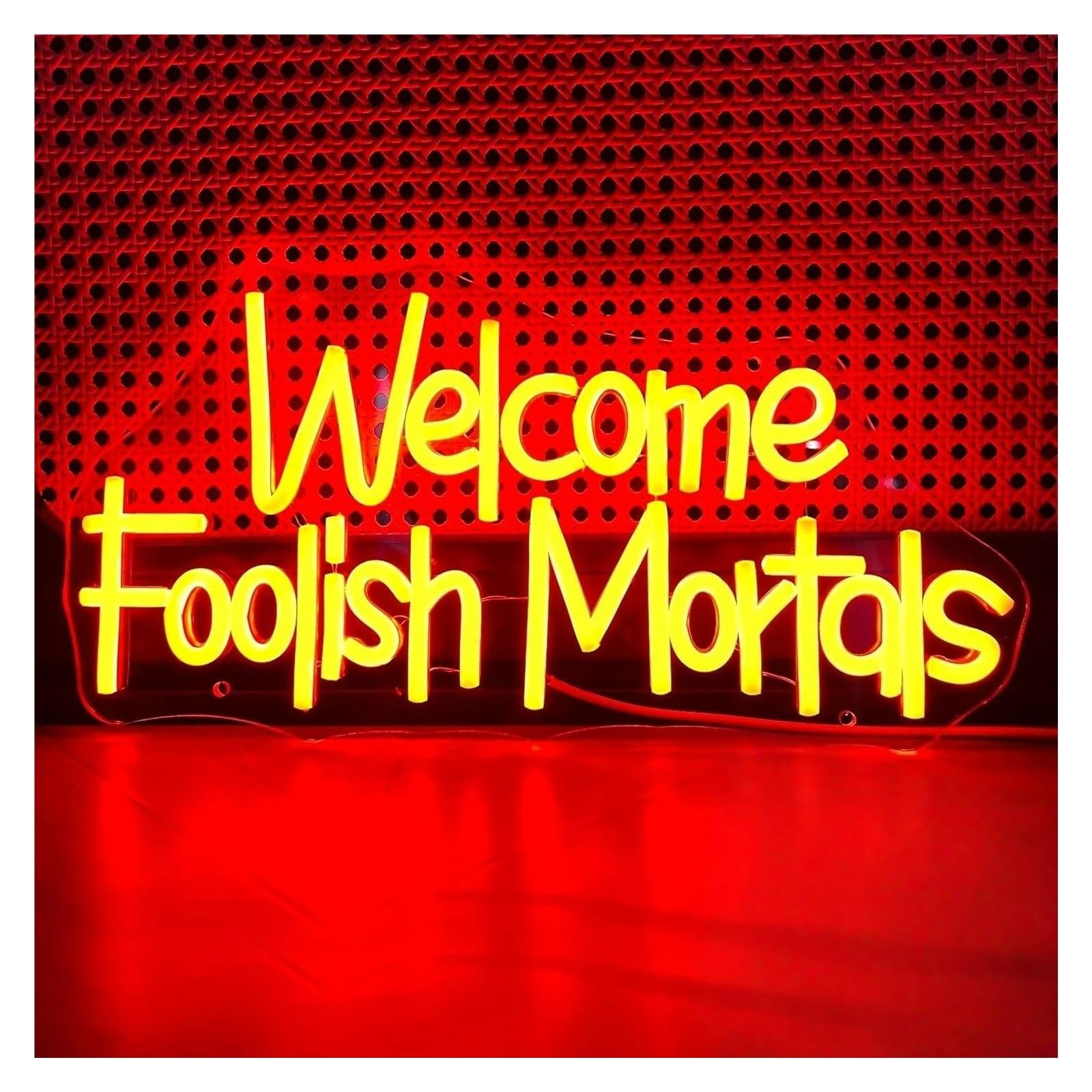 SHOUXI Sign Lamp Welcome Foolish Mortals Neon Sign USB Powered Dimmable LED Light for Club Man Cave Home Bar Party Decor 39.9cmx20.3cm