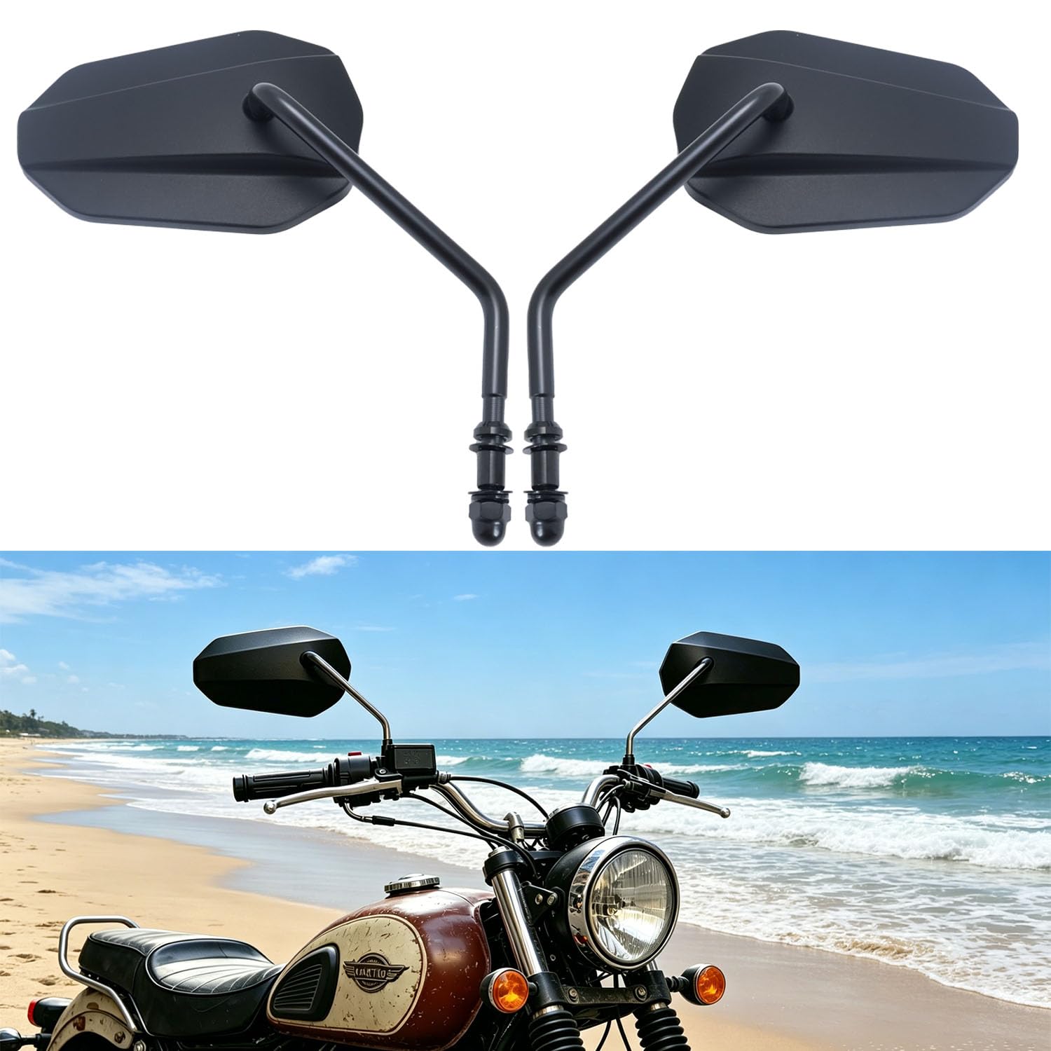 M8 Specchietti Moto Retrovisore, E9 Omologati Specchietti Laterali Moto Compatibili per Sportster Cruiser Chopper Dyna Softail Davidson Street Electra Road Glide 1982-2025