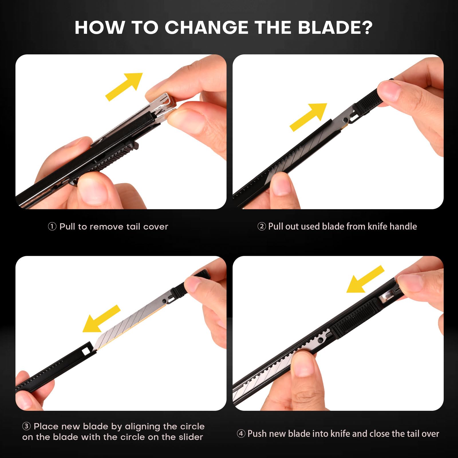 9mm Razorblade Snapklik.com : Titanium Snap Off Blade Knife Set, 3 PCS Ti-Cutting Edge ...