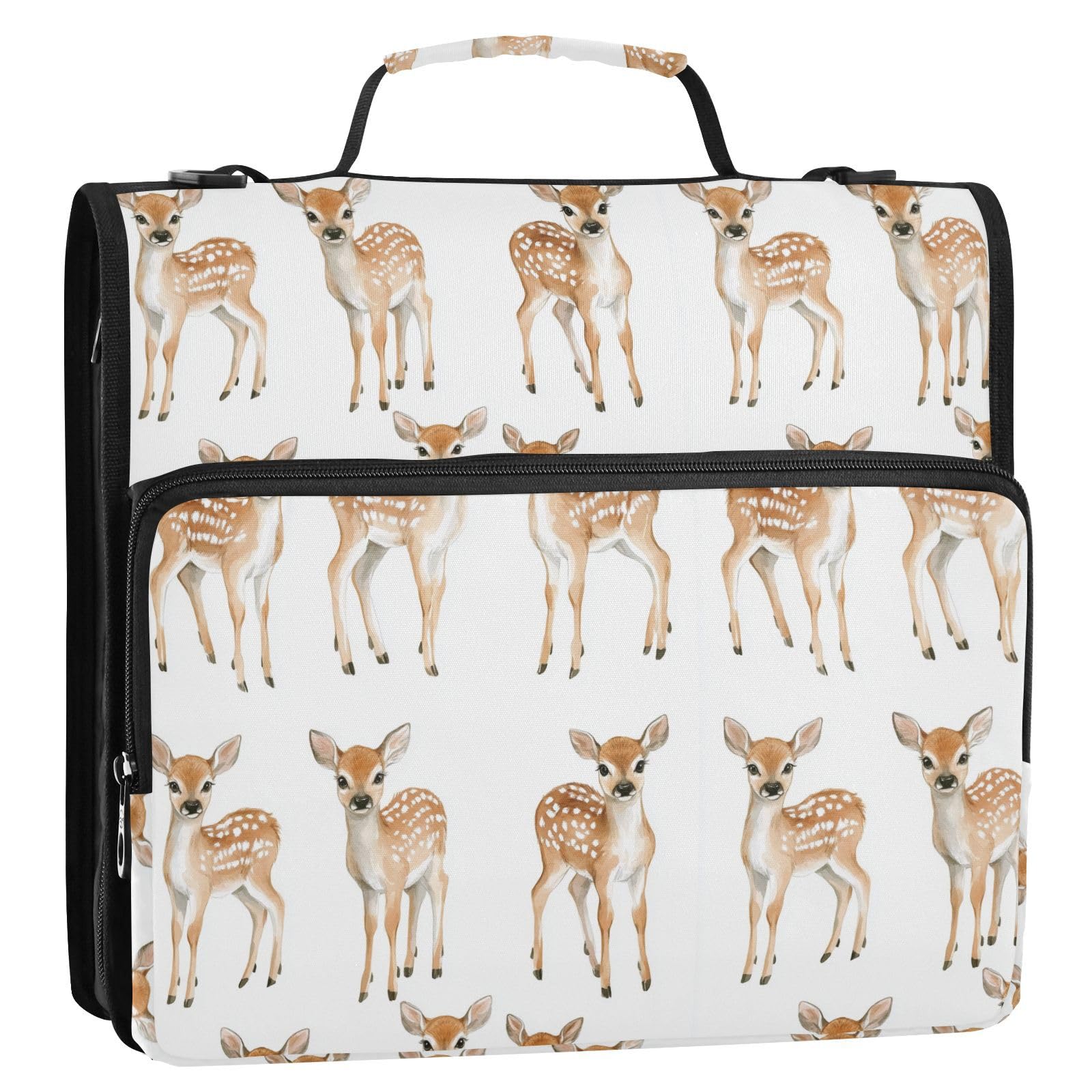 Cute Rock Deer biały 3 pierścieniowy organizer segregator z paskiem na ramię i uchwytem wiele kieszeni do szkoły/biura