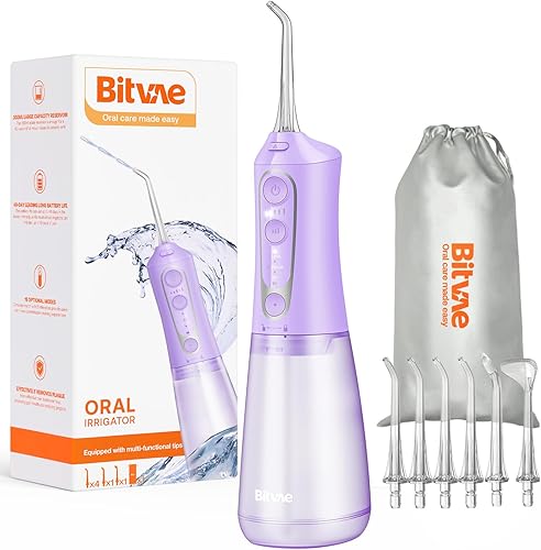 Miniatura 15 de Bitvae Irrigador dental de agua para dientes, Limpiador de dientes de agua recargable con boquillas, 3 modos, 5 intensidades, IPX7 impermeable