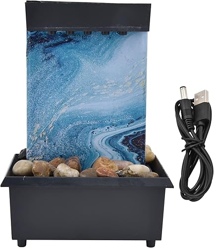 Fuente de mesa LED, fuente de agua de mármol USB de 3 V, fuente de mesa LED con piedras para decoración de mesa de oficina en casa