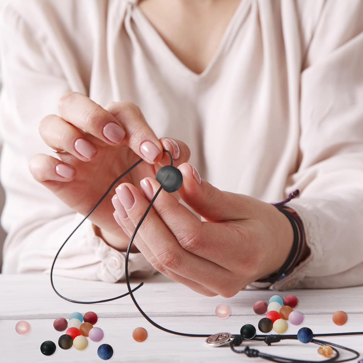 uxcell 10 Pcs Acrylic Round Beads, 16mm Loose Beads Frosted Bulk Spacer Bead for Bracelets Necklace Earring Jewelry Making DIY Handmade Crafts Decoration, Gray - Image 5