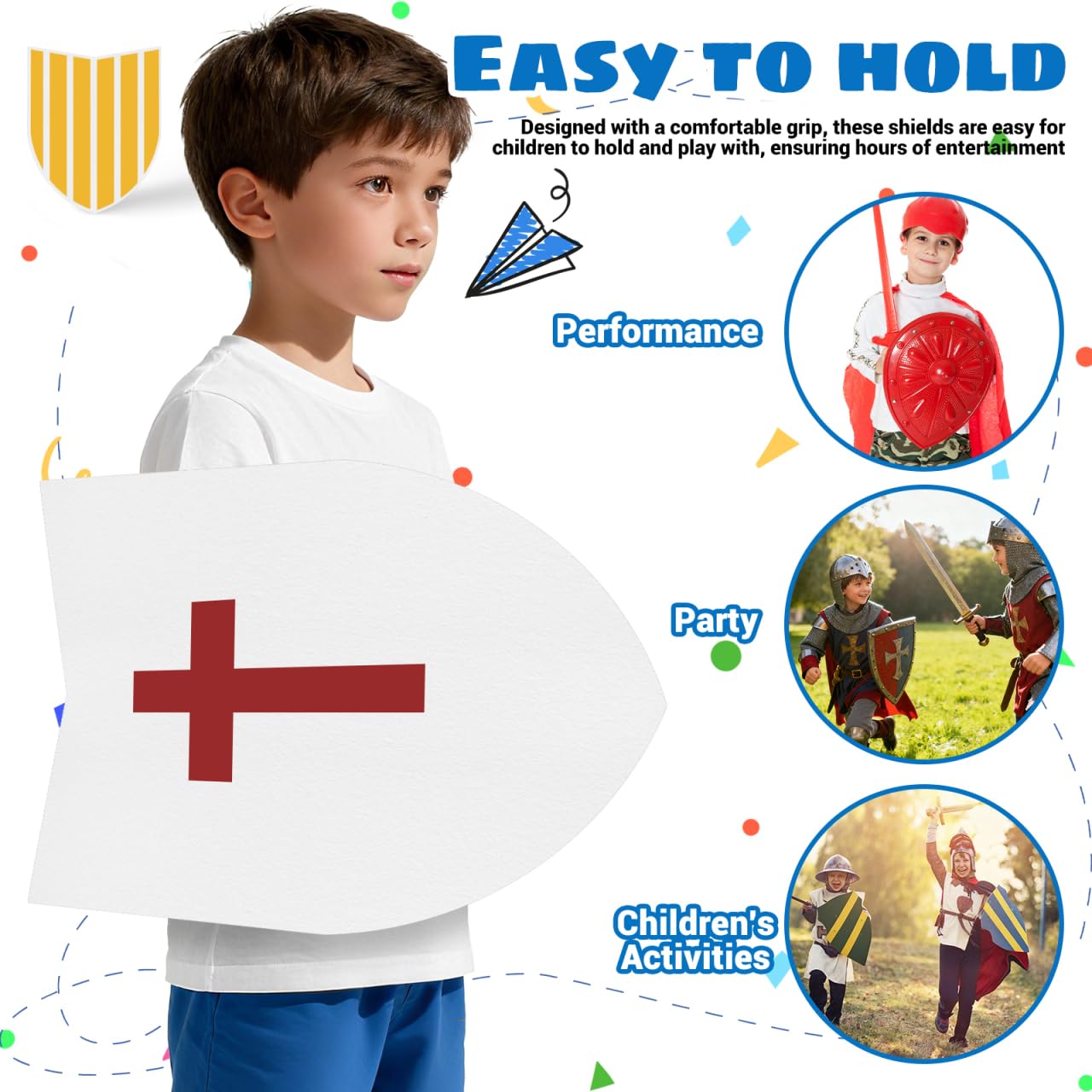 Kampfschild für Kinder Blanko Ritter Schild 12 Stück DIY Spielzeug Graffiti Schild, Handlich Pappschilde 16.5 X 13 Zoll Weiß für Party Dekoration Und