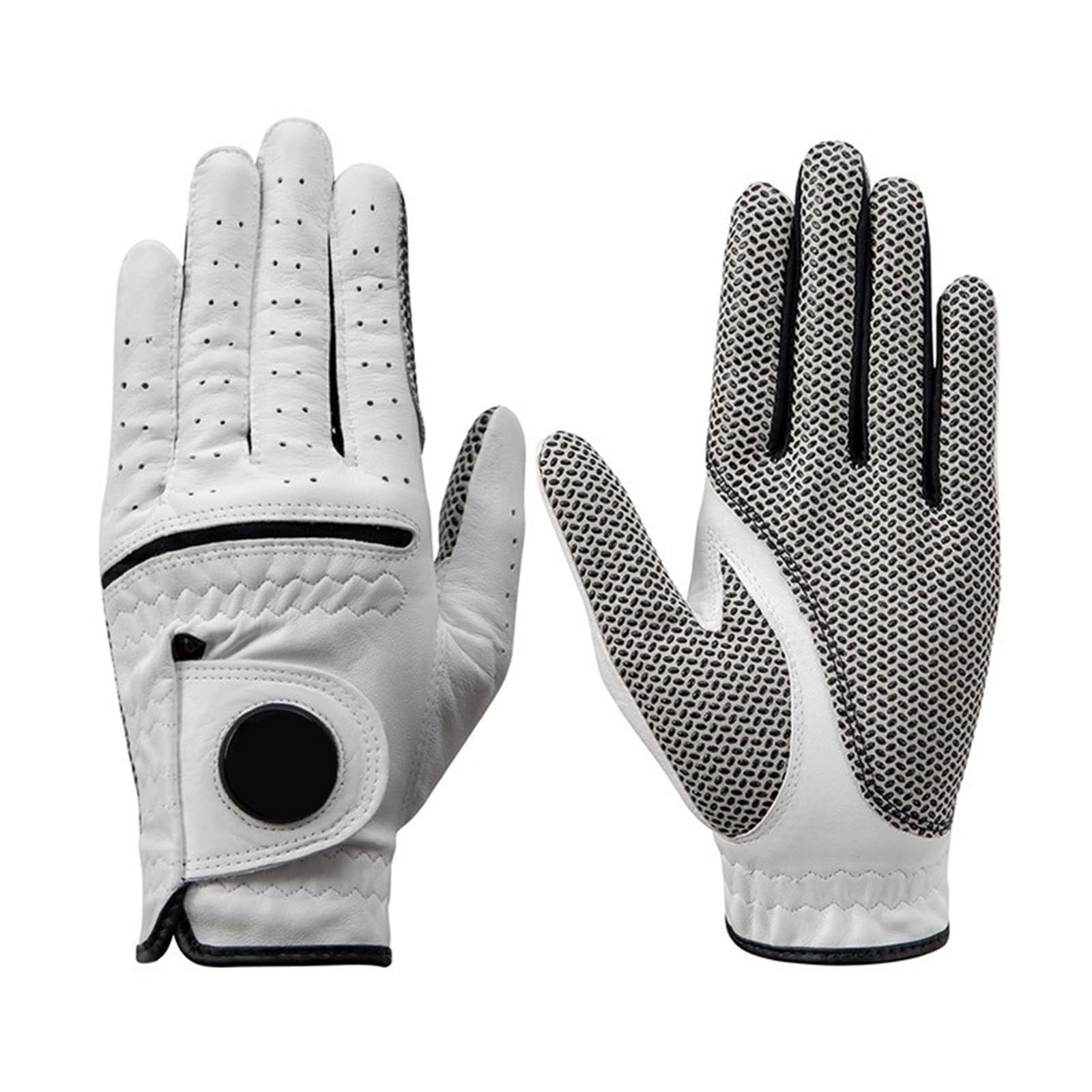 Guantes De Golf Guante de Mano Izquierda 2 uds con Guantes Protectores Antideslizantes con Marcador de Bola Guante de Cuero Suave for Hombres de Golf Golf Guantes