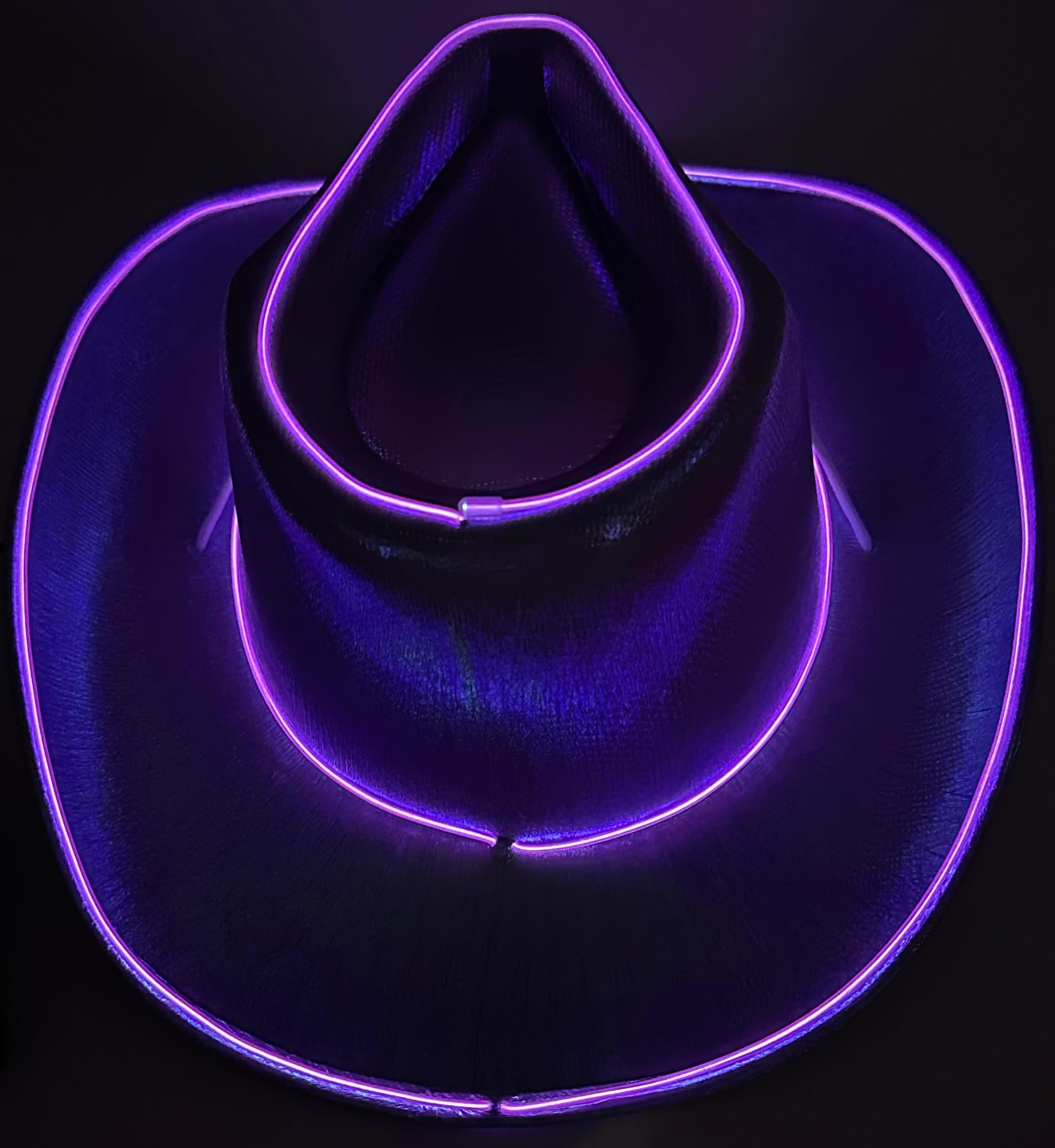 Studio Halloween Adult's Purple Cowboy Hat With Party Wire EL Light Up Trim Costume Accessory